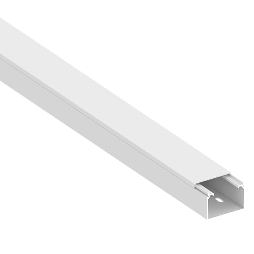 Canal para Cables Cablecoach Habengut (con Orificios de Montaje en la Base) 40x60 mm de PVC, Color: Blanco, Longitud 1 m