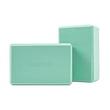 REEHUT Bloque de Yoga Espuma EVA Set de Bloques de Yoga de Corcho Natural Bloques para Yoga y Pilates para Mejorar la Fuerza y Ayudar al Equilibrio y la Flexibilidad 9'x6'x4' (Menta Verde-2 Stück)