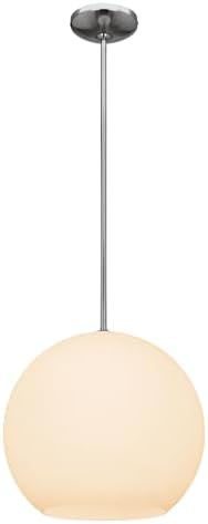 Nitrogen - 14"dia Pendant - Brushed Steel Finish - Opal Glass Shade