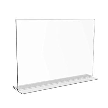 A4 Acrylic Sign Holder, Landscape T Shape Double Sided Clear Frames, Plastic Paper Flyer Display Holder, Document Menu Table Stand for Office, Store -Landscape -8.5x11 Inches- Horizontal