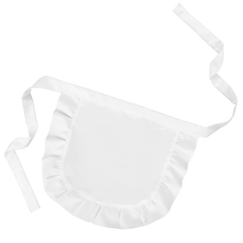 Solvayne White Waist Apron Cosplay Apron with Adjustable PU Leather Belt - Unisex for Men & Women Perfect for Cosplay Cafes and Daily Use