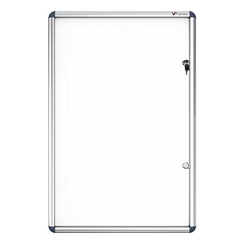 Viz-Pro Tamperproof Lockable Magnetic Dry Erase Board Class 1 Aluminium Framed 48X24 Inches #TOP1