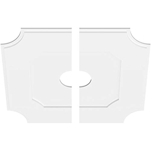 Image of Ekena Millwork CMP34LE2-06000 Locke Architectural Grade PVC Contemporary, Two Piece Urethane Ceiling Medallions 34 inchOD x 6 inchID x 20 1 /4 inchC x 1 inchP