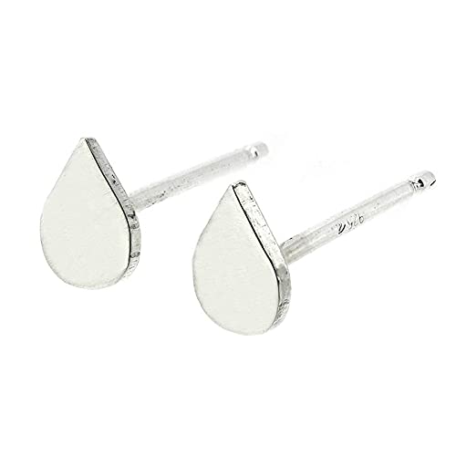 Tiny Tear Drop Stud Earrings Polished Sterling Silver Handmade in USA