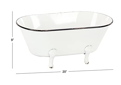 Deco-79-Metal-Indoor-Outdoor-Planter-Bathtub-Small-Planter-Pot-Planter-20-x-11-x-9-White Deco 79 Metal Indoor Outdoor Planter Bathtub Small Planter Pot Planter 20 x 11 x 9 White