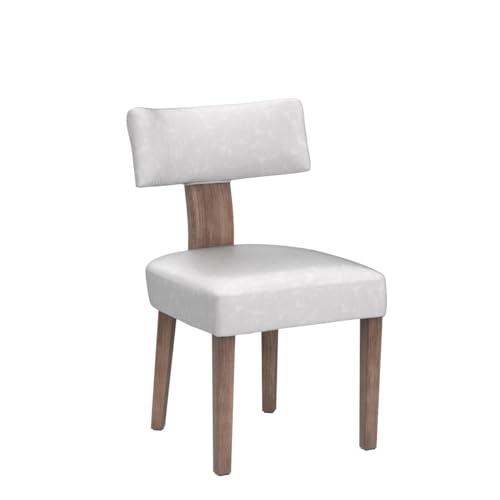 Image of HNY Mid Century Modern Dining Chairs Set of 6, Farmhouse PU Leather Upholstered Accent Chair Curved Backrest Kitchen Chairs, with Hardwood Frame, Grey