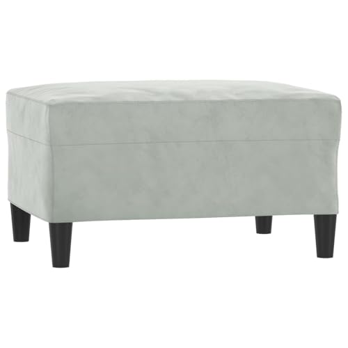 vidaXL Sofagarnitur 4-TLG., Sessel Couch mit Kissen Fußhocker, Sofa Wohnzimmersofa mit Armlehnen, Couchgarnitur Designsofa Sitzmöbel Polstermöbel, Hellgrau Samt – Bild 7