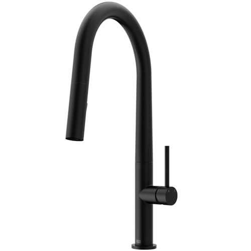 VIGO Greenwich 18'' H Single Handle Pull-Down Sprayer Kitchen Faucet in Matte Black-VG02029MB