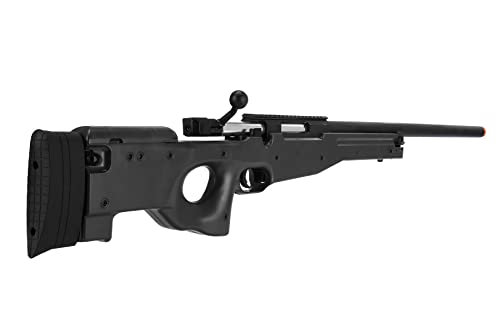 490 Fps L96 Spring Metal Bolt Action Airsoft Sniper Rifle - With Top Rail, Adjustable Cheek Rest, And Short Bottom Rail - Black #TOP3