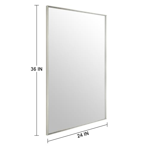 Image of Bathroom Mirror for Wall, 36x24 Inch Framed Vanity Mirror Brushed Nickel