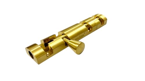 Image of inchBRASK inch Brass Tower Bolt Xylo Heavy - Golden Satin Finish with Screws | Door Latch - Chitkani for Doors & Windows | Xylo Heavy Tower Bolts | Kundi /Chitakni /Latch /Chitkini (4 Inches, 4, Piece)