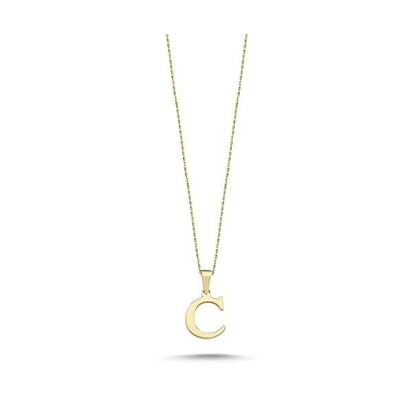 100% 14k Real Gold Necklace for Women | Dainty Charm Alphabet Name Letter Initial Necklaces for Women | Custom Pendant Jewelry for Her | Birthday Gifts for Women & Girls | 18''