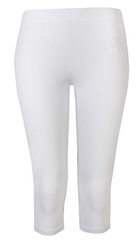 Brody & Co. Damen Leggings Crop Capri Hose 3/4 Gym Cropped Leggins Tanzen Yoga Gr. S, weiß Cover