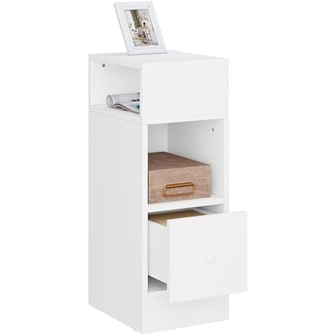 eSituro Narrow Bedside Table with Drawer Cover