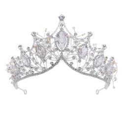 Silver Crowns for Women-Princess Crowns and Tiaras for Girls Crystal Headband Mermaid Crown Princess Hair Accessories for Bride Birthday Party (Silver)