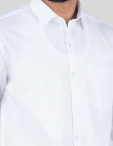 Image of RAMRAJ COTTON Mens White Cotton Rich Solid Full Sleeve Shirt