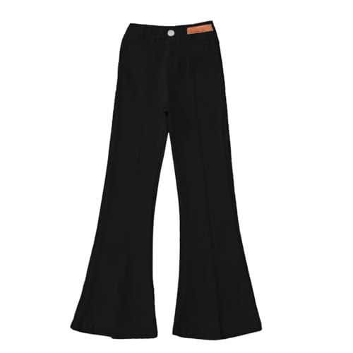 Moonker Kids Girl Split Flare Pants High Elastic Waist Solid Color Y2k Skinny Pants Wide Leg Soft Girls Soccer