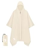 SaphiRose Hooded Rain Poncho Waterproof Raincoat Jacket for Men Women Adults (White)