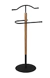 Material: base de metal en acabado lijado negro, poste de madera de caucho macizo.