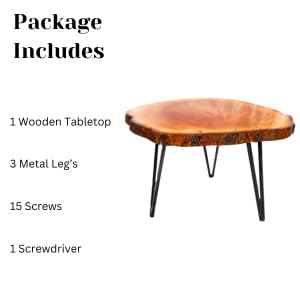 Lakshya India Live Edge Coffee Table, Natural Wood Slab Tea Table with Metal Hairpin Legs, Rustic Indoor Outdoor Accent Furniture 3