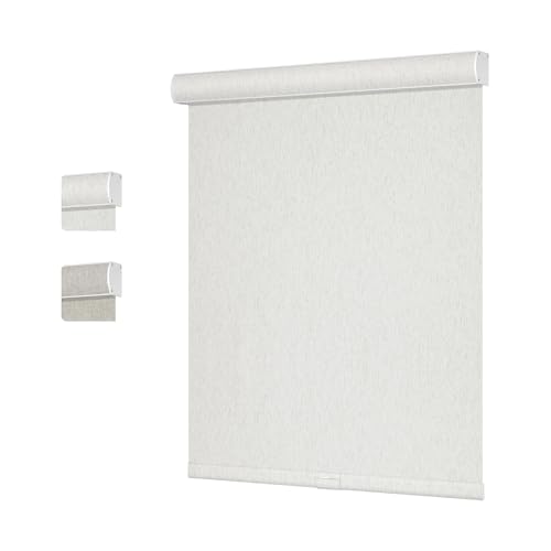 Boolegon Blackout Roller Shades for Windows Linen Fabric Cordless Roller Blinds with Cassette Valance Thermal Insulated Room Darkening Window Shades for Home Door,Light Beige,Custom Sizes