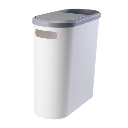 Fonowx Cubo de Basura Delgado con Diseño Sencillo Papelera para Espacios Pequeños Cesta de Residuos Compacta y Contenedor con Tapa Material Resistente y