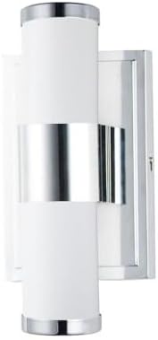 Maxim 52112WTPC Optic ADA & JA8 Compliant Energy Star White Cased Glass Cylinder LED Bath Vanity Bar, 1-Light 8 Watt, 5" H x 14" W, Polished Chrome