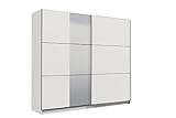 Coloración: Blanco Mate Mar.c.a. Design - Armario de dormitorio con efecto blanco mate, armario armario armario Lione incluidos puertas correderas y estantes - 236 x 62 x 210 h