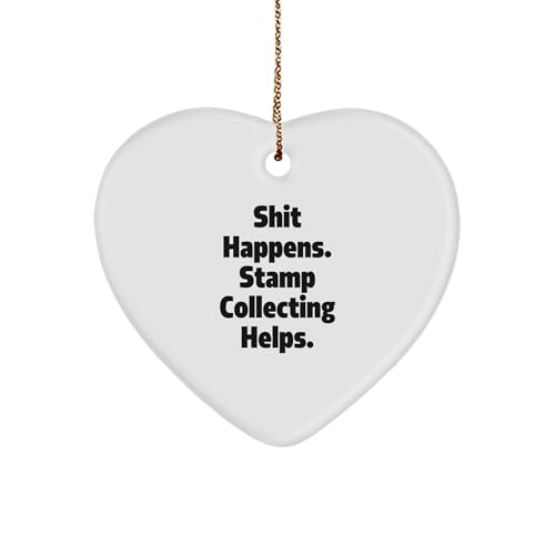 Funny Stamp Collecting Gift, Heart Ornament for Stamp Collectors, Christmas Unique Gifts from Men to Friends, Women to Family