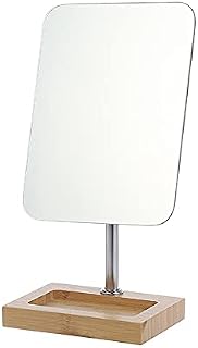 Hosoncovy Wooden Desktop Mirror with Stand Tabletop Mirror Full Length Mirror Makeup Mirror Vanity Mirror Cosmetic Mirror for Bathroom Bedroom (Rectangle)