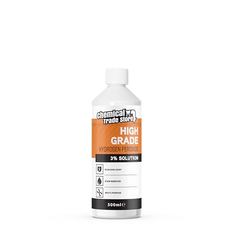 Chemical Trade Store - Hydrogen Peroxide Solution 3% - Multi-Purpose Oxidising Cleaner for Household Laundry Upholstery Stains Whitening Kitchen & Bathroom Use - 500ml