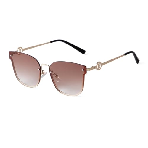 Lunettes de soleil femmes luxe en métal avec verres bruns ombrés pour une élégance raffinée