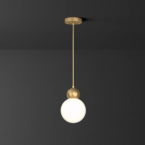 Lampe à suspension en verre et laiton LED variable, lustre plafonnier pour chambre à coucher