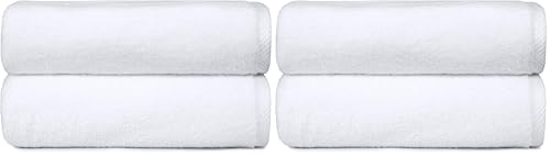 Amazon Basics Juego Toallas Baño 100% Algodón Toalla Ducha 70x140 cm, Blanco, Pack 2 Unidades (Paquete de 2)