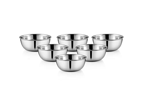 Koko Stainless Steel Multipurpose Bowl, Set Of 6 Pieces 10Cm, Elegant Finish, High Durable, Stylish & Dishwasher Safe, 500 milliliter