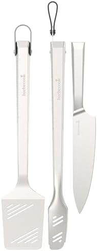 Barbecook Premium Barbecue Utensils Kit Spatula, Chef Knife and Tongs in Stainless Steel 18″