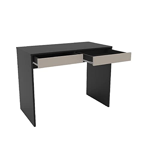 Escrivaninha Tijuca com 2 Gavetas Preto e Cinza Politorno