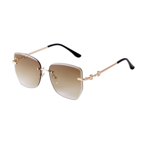 Lunettes de soleil sans cadre polygone tendance verres océan pour femme chic
