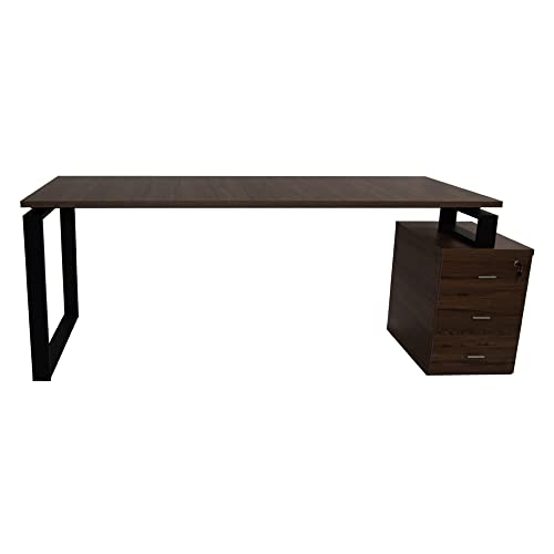 Ofilike. Mesa Escritorio Con Cajonera Reversible. Estructura Metálica De Marco Cerrado Color Negro. Entrega 3-5 Días 200x80, Nogal Mecr-G Ofilike. Mesa Escritorio Con Cajonera Reversible. Estructura Metálica De Marco Cerrado Color Negro. Entrega 3-5 Días 200x80, Nogal Mecr-G