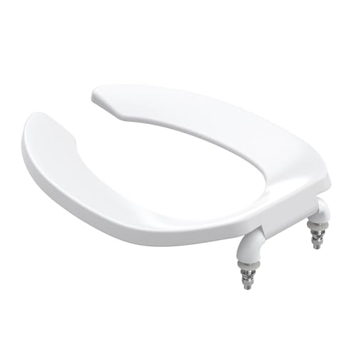 Heavy-Duty Elongated Open Front Toilet Seat Without Cover – 18.5 Inch Commercial Toilet Seat for Public Restrooms In Churches, Schools, Hospitals, and Offices – White