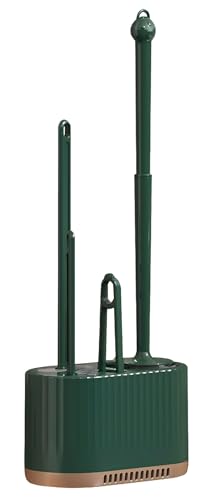 Image of Basaza Toilet Brush and Holder Set Toilet Bowl Cleaning Brush and Holder for Bathroom Toilet Bowl Cleaner Brushes & Holders 4 in 1 Dark Green Bathroom Accessories Wall Mounted or Floor Standing