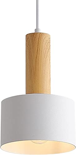 Vintage Metal Battery Operated Pendant Light Not-Hardwired,Wood Battery Powered Pendant Lamp No Wires Install For Dining Room, Living Room, Study Reading Room(Color : White-01) #TOP17