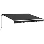 Outsunny 8' x 7' Retractable Awning, Patio Awnings, Sunshade Shelter with 280 g/m² UV & Water-Resistant Fabric and Aluminum Frame for Deck, Balcony, Yard, Black