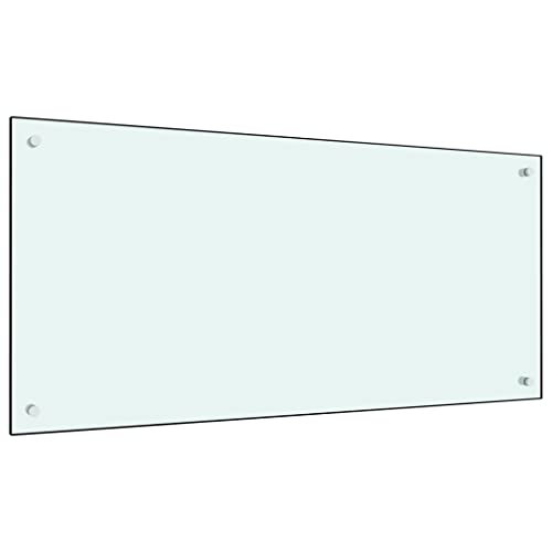 vidaXL Küchenrückwand Spritzschutz Fliesenspiegel Glasplatte Rückwand Herdspritzschutz Wandschutz Herd Küche Weiß 100x50cm Hartglas