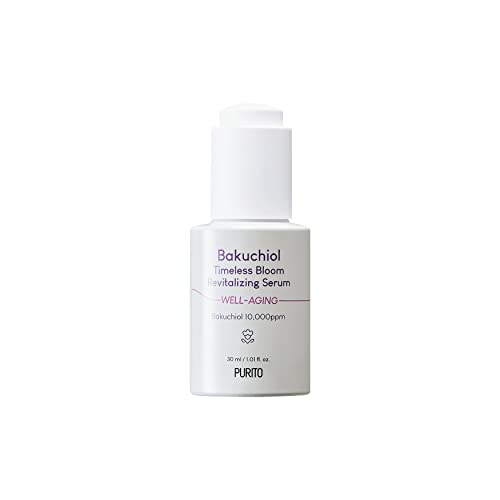 PURITO| Bakuchiol Timeless Bloom Revitalizing Serum 30 ml/ 1,01 fl. oz. Vegan und ohne Tierversuche, parfĂĽmfrei, sichere Inhaltsstoffe, koreanische Hautpflege