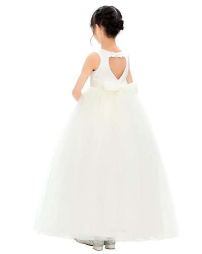 Satin Heart Cutout Tulle Flower Girl Dresses Special Events Formal Parties 2472