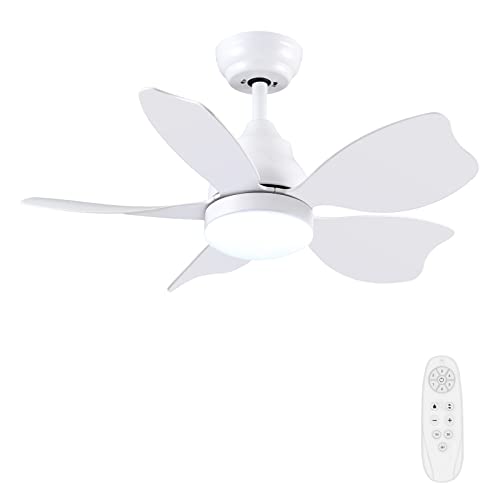 Newday 30 Inch Ceiling Fan, Small Ceiling Fan With Lights And Remote Control, Quiet Reversible Motor, White Modern Ceiling Fan For Bedroom, Living Room #TOP5