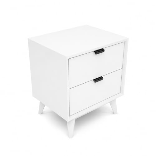 Image of Solid Wooden Bedside End Table Wooden NightStand Side Table for Living Room, Home and Office Furniture | Solid Wood Bed Side End Table for Bedroom Table- in White Finish