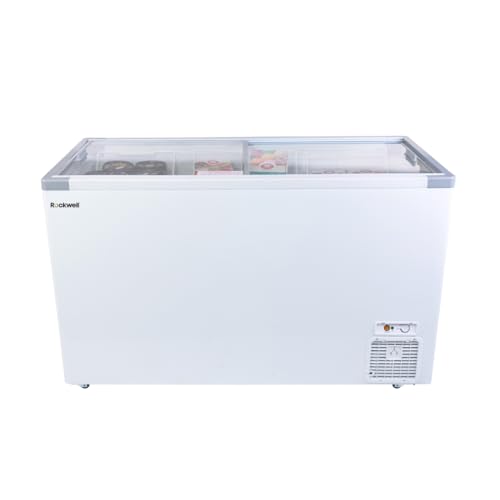 Rockwell 550GT 5 Star Glass Top Ice Cream Display Deep Freezer