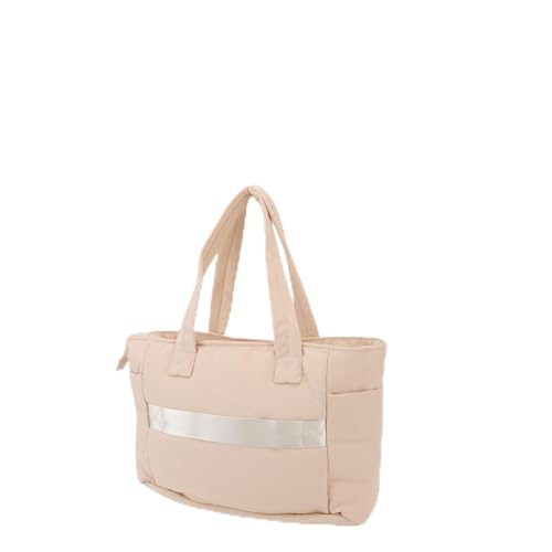 Sac Fourre-Tout matelassé beige pour femme avec bandoulière et multi-compartiments pratiques